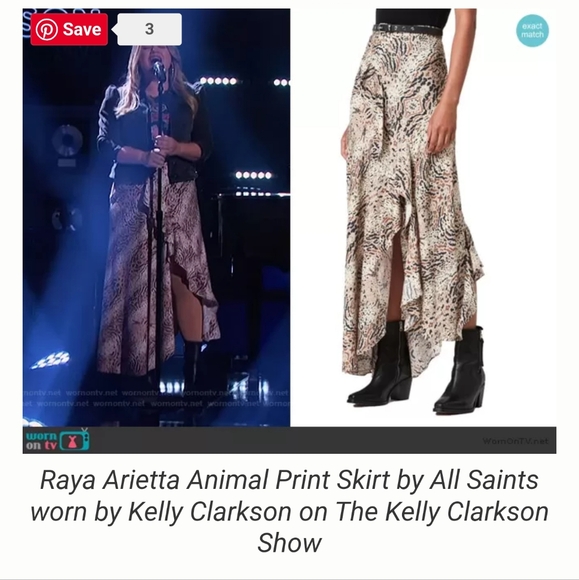 ALL SAINTS Women's RayaArietta Animal Print Ruffled Skirt Brown - Picture 3 of 7